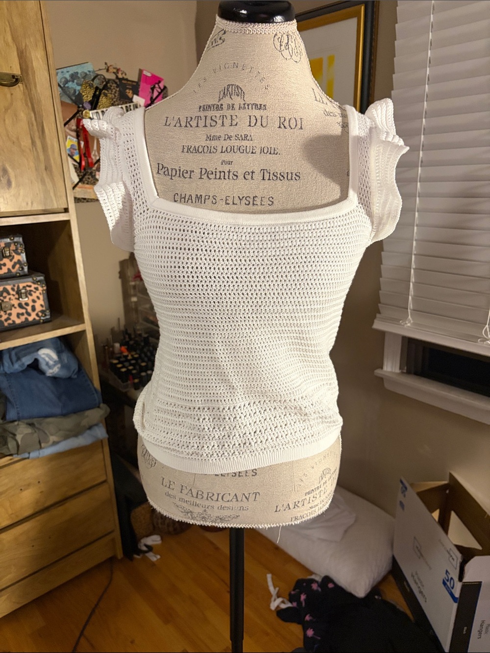 GAP White Crochet Square Neck Tank Top - Small NWT